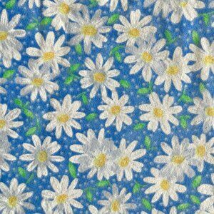 NEW Crisp Woven Cotton Fabric - Bright Blue with Scattered Daisies - 2 1/3 yd